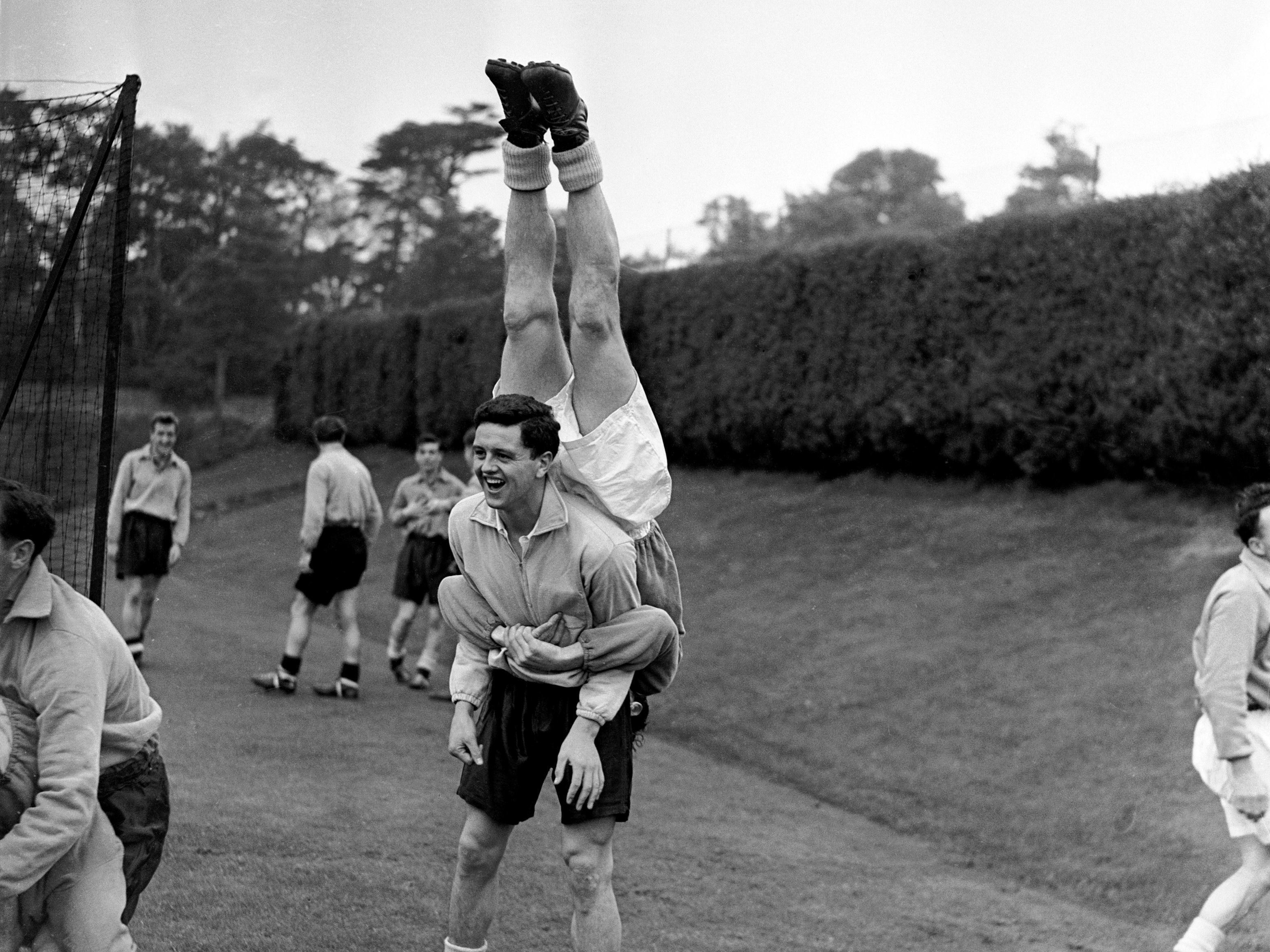 England players train ahead of the 1954 World Cup