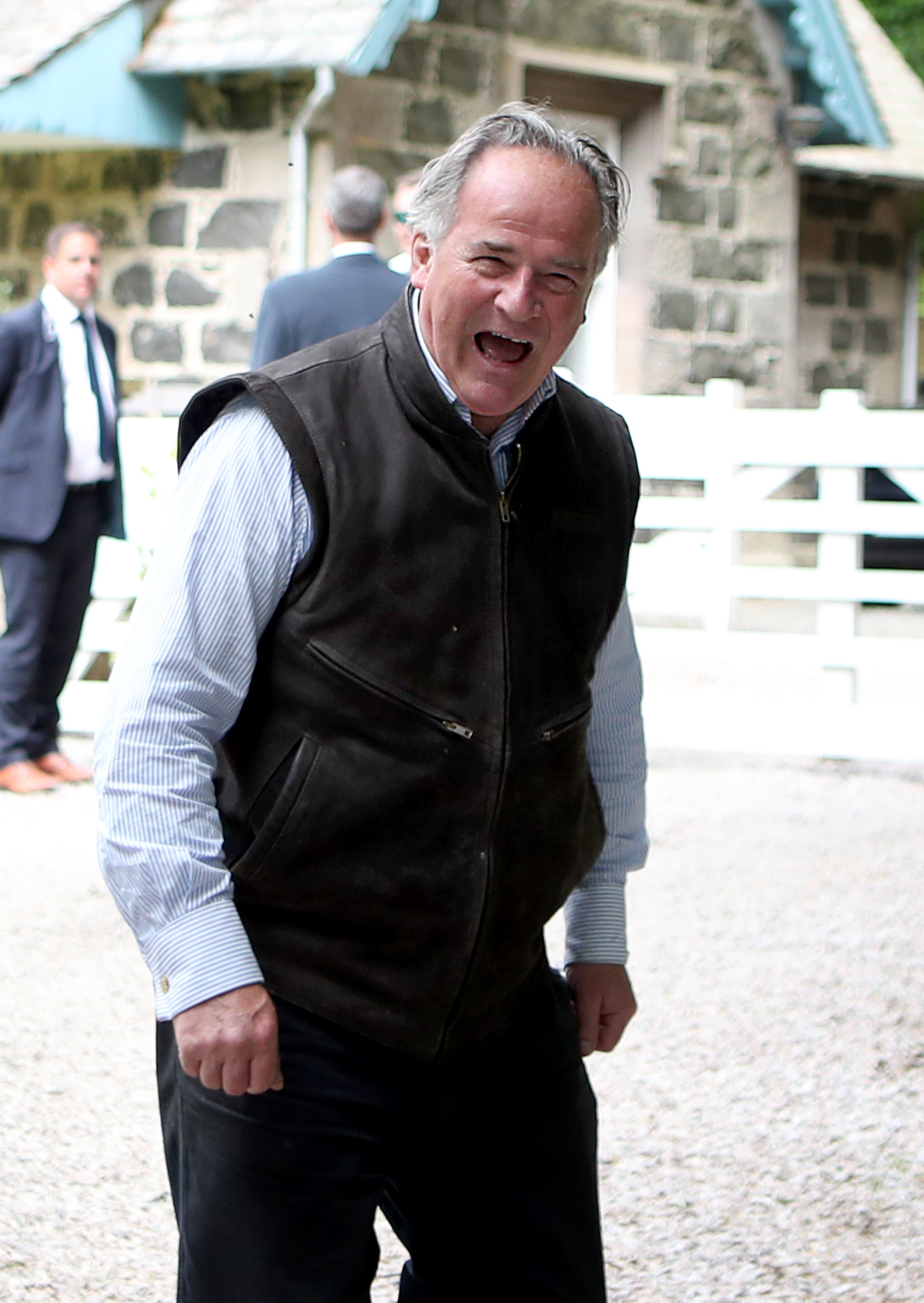 Sebastian Leslie, father of actress Rose Leslie, at the main entrance to Wardhill Castle in Aberdeenshire (Jane Barlow/PA)