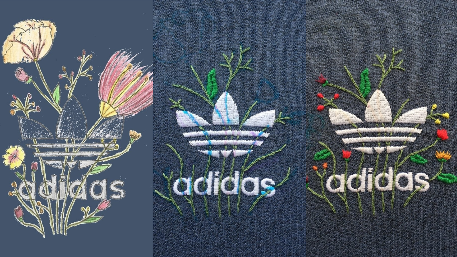 The adidas embroidery as a work in progress