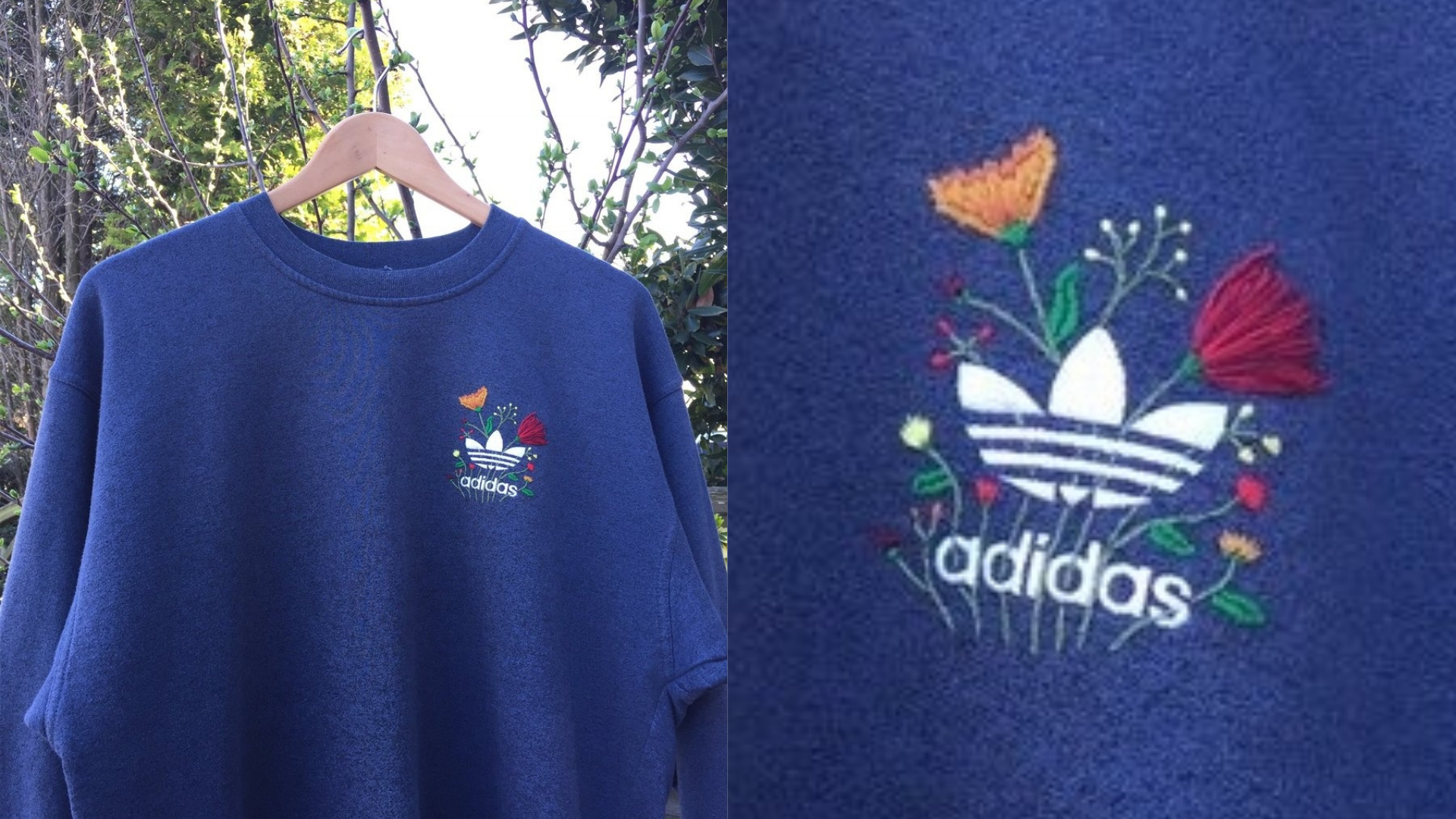 The sweatshirt Shibby embroidered his design onto