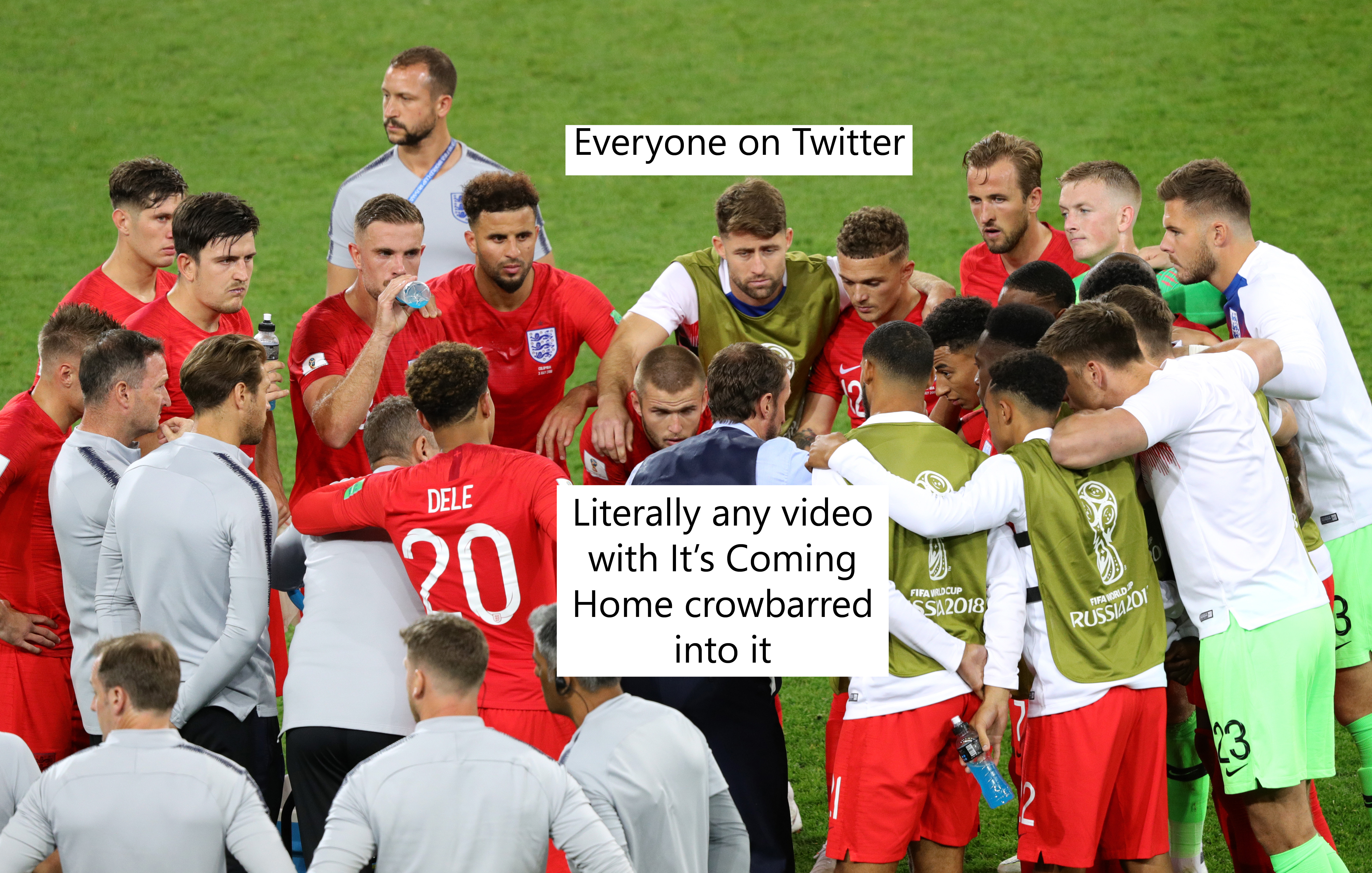 England footballers listening to manager Gareth Southgate