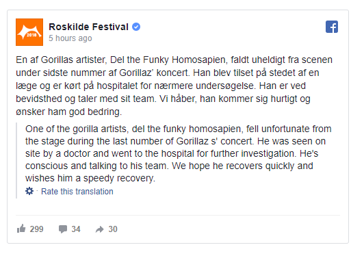 Screengrab of festival facebook page
