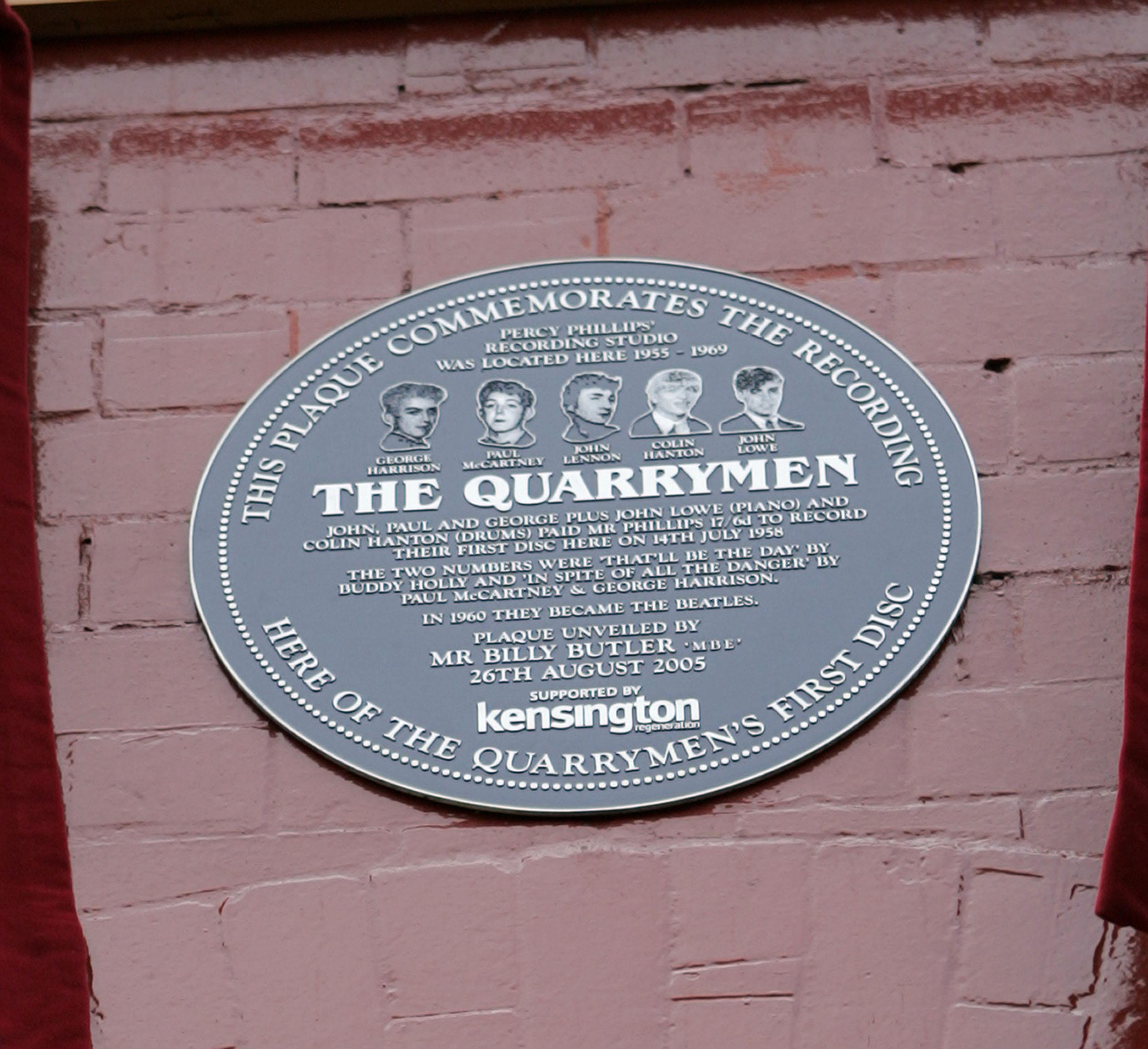 A plaque celebrating The Quarrymen