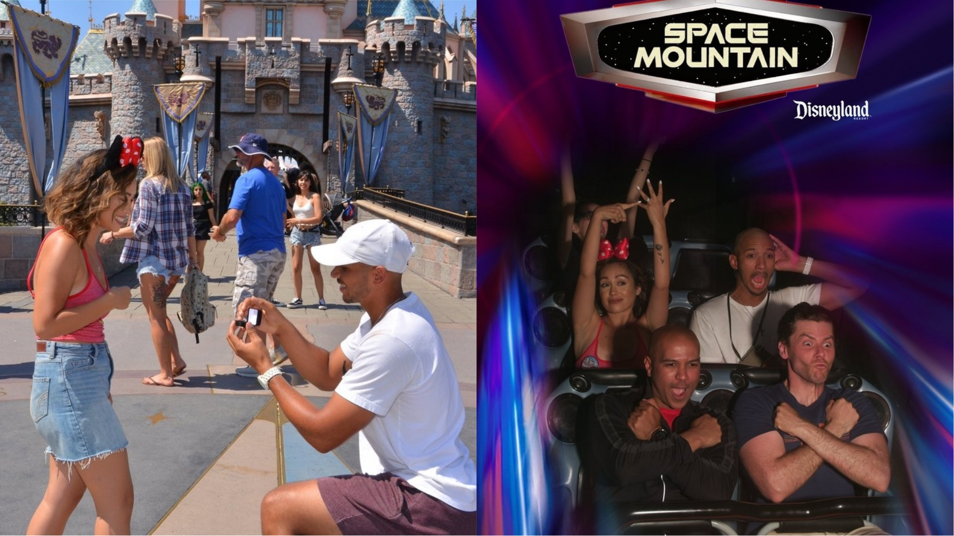 A Disneyland proposal followed by a celebration on Space Mountain