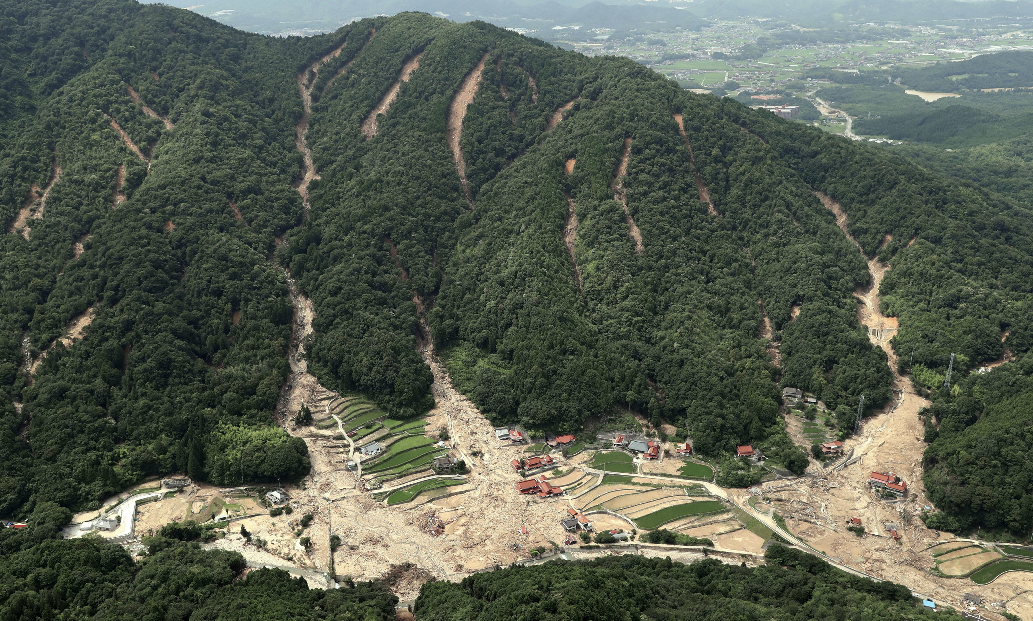 Landslides in Kure, Hiroshima prefecture, south-western Japan