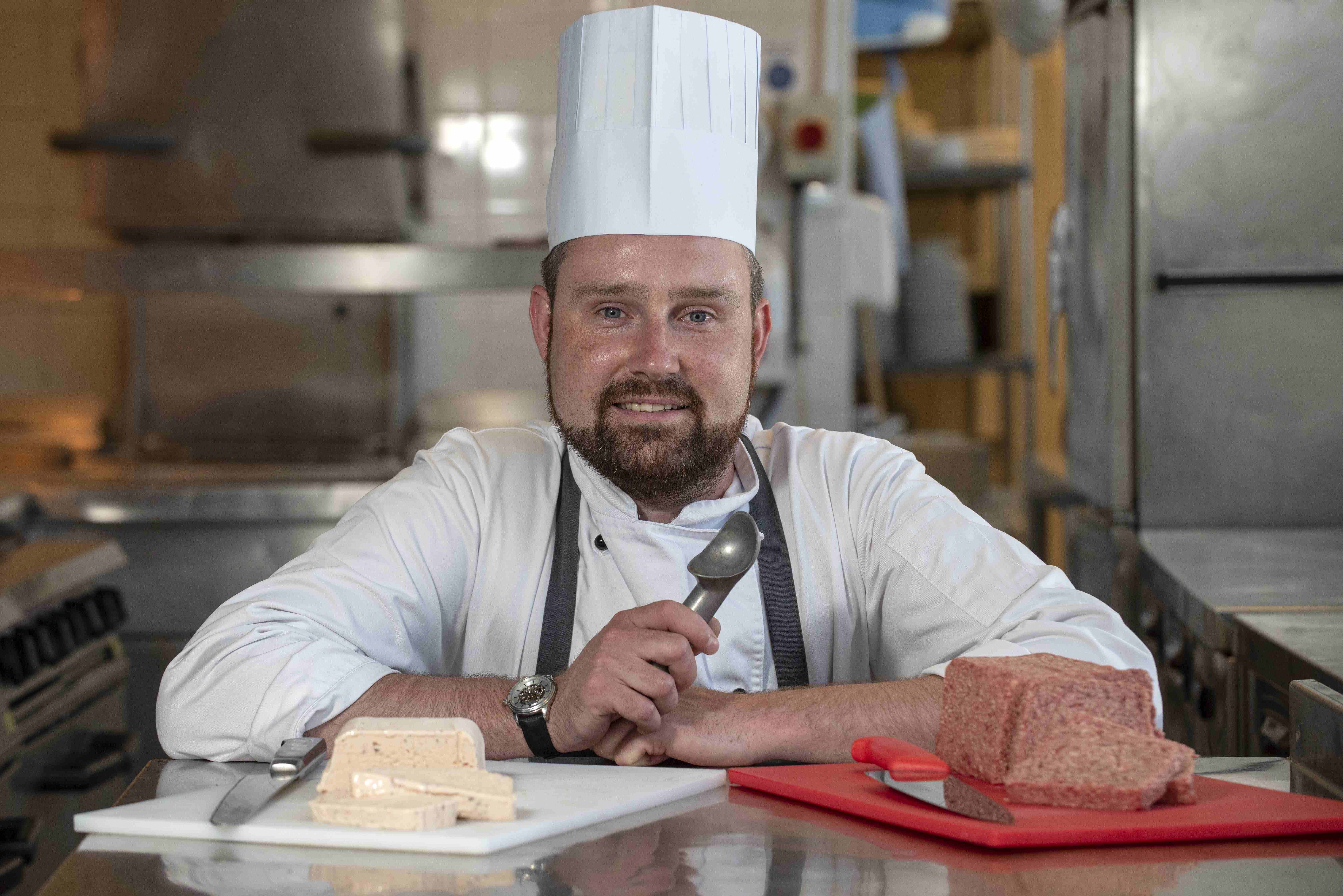 Chef Vladimirs Kruus showcases the ice cream alongside the square sausage (Gareth Easton)