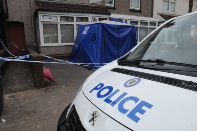 The police cordon at a property in Aubrey Road, Small Heath, Birmingham, following the death of an 86-year-old woman. (Matthew Cooper/PA)