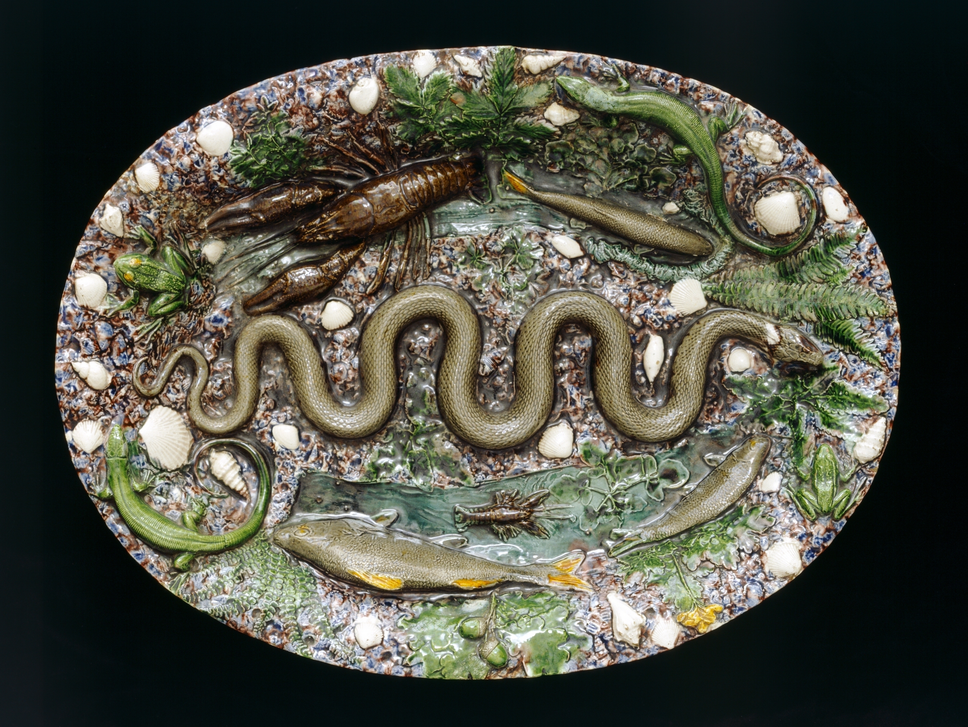Oval dish moulded with marine life by Bernard Palissy (Trustees of the Wernher Collection)