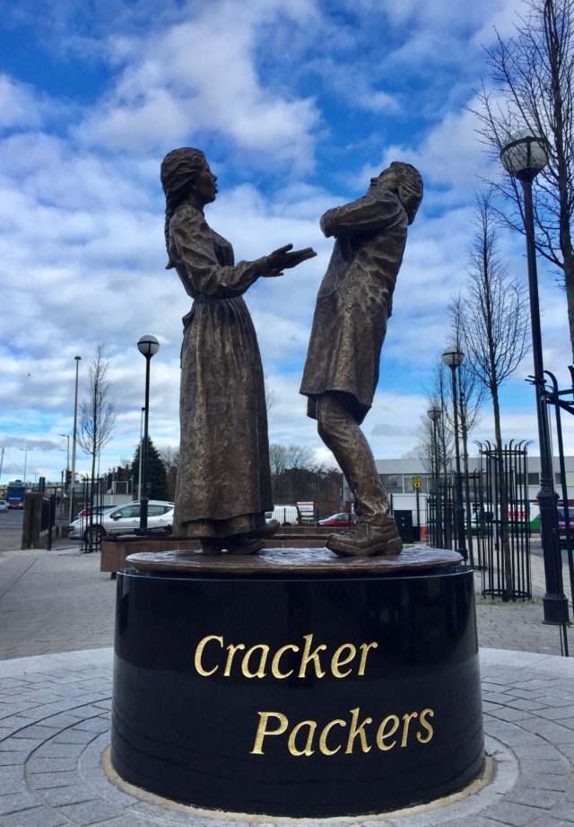 The statue of 'cracker packers' on a Carr’s Table Water Biscuit, Carlisle, was among those nominated by the public (Nick Hunt/PA)