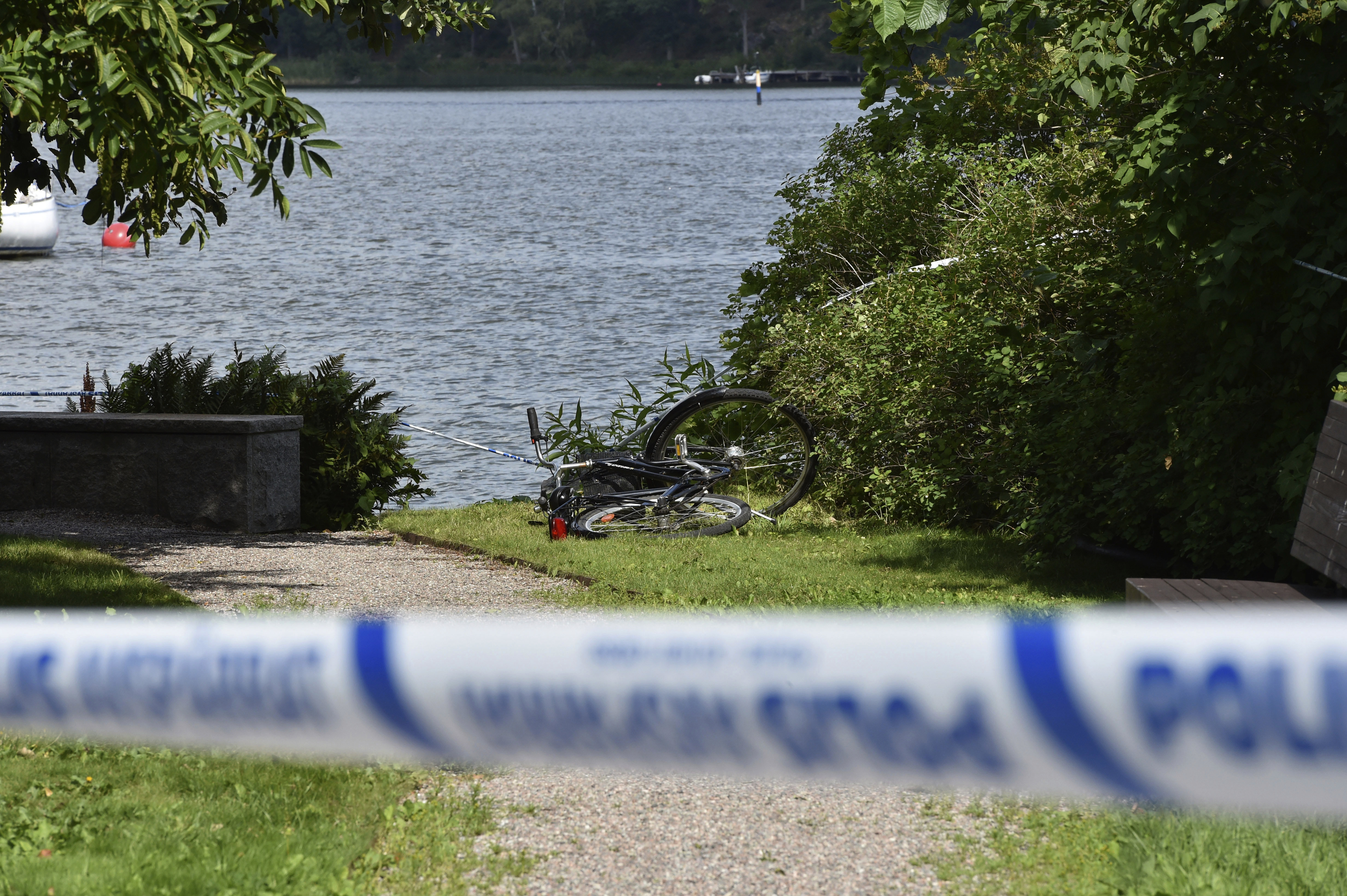 A discarded bike near the scene of a robbery at Strangnas Cathedral