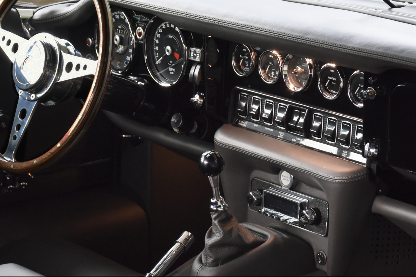 The E-Type's cabin features bespoke leather upholstery