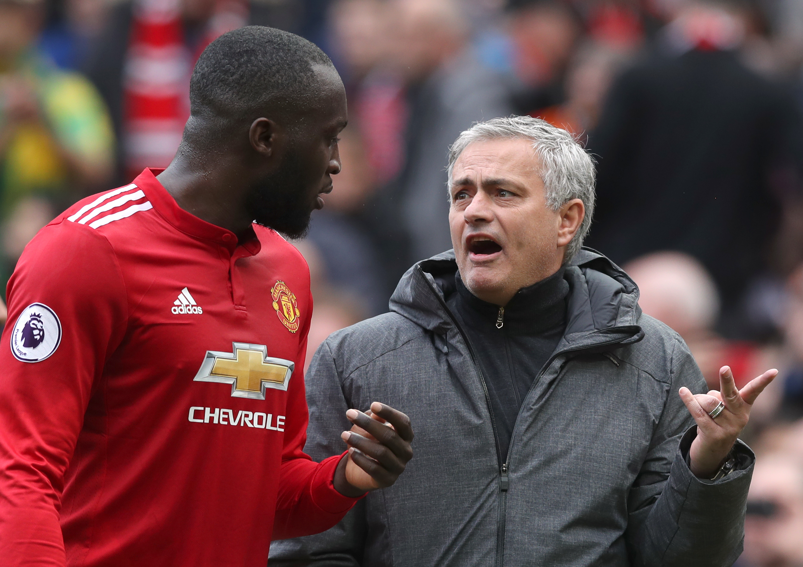 Manchester United manager Jose Mourinho and striker Romelu Lukaku