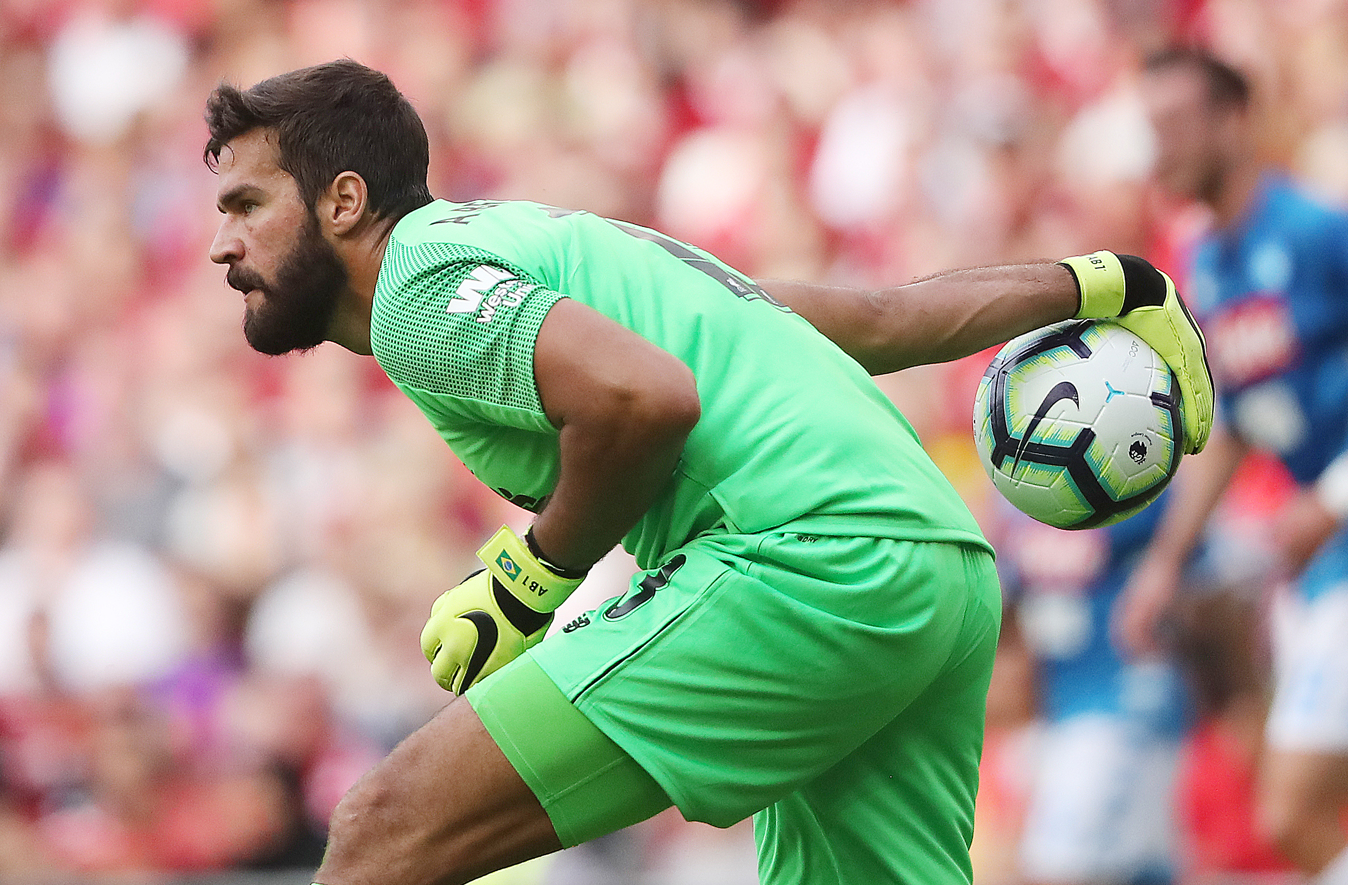 Liverpool's new goalkeeper Alisson Becker during a pre-season friendly