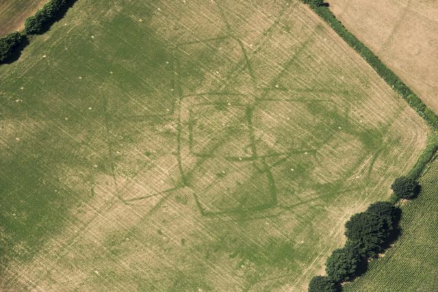 Different phases of activity can be seen at a Roman farm, Bicton, Devon (Damian Grady/Historic England/PA)