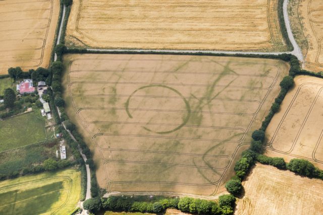 The dry spell has revealed archaeology such as this Iron Age round at St Ive, Cornwall (Damian Grady/Historic England/PA)