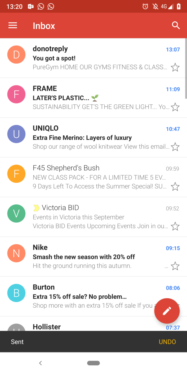 Undo feature on Gmail. 