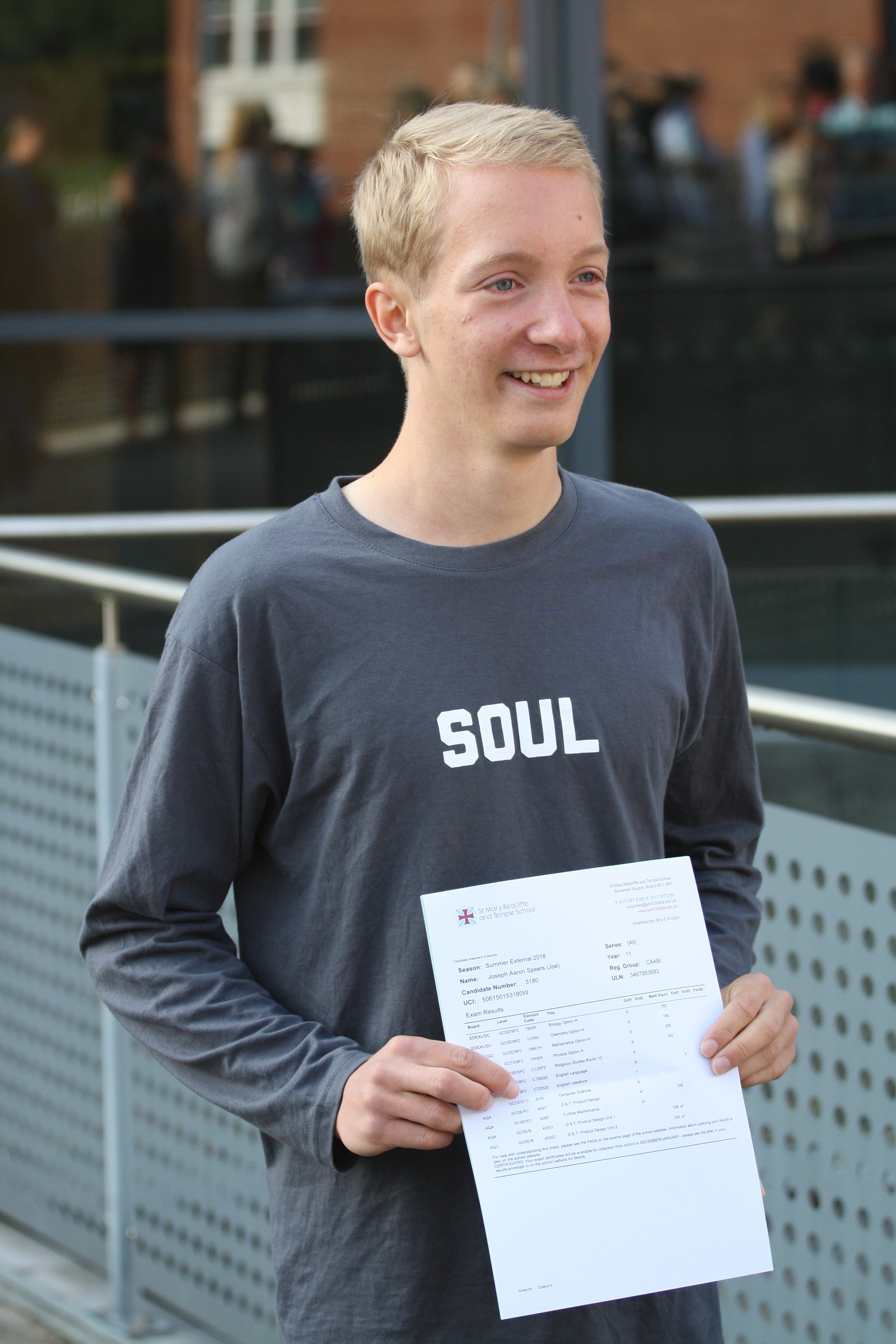 Joe Speers hopes for a career in computer science after achieving seven grade 9s, one grade 7 and two A*s in his GCSEs at St Mary Redcliffe and Temple School in Bristol (Rod Minchin/PA)