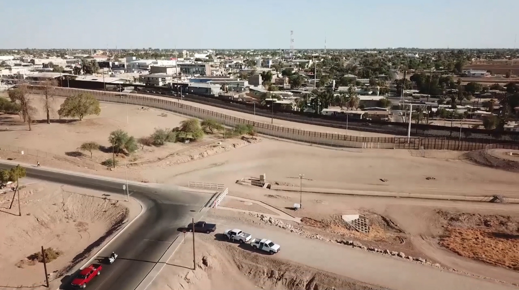 The view across the border to the home in Mexico where the tunnel was discovered