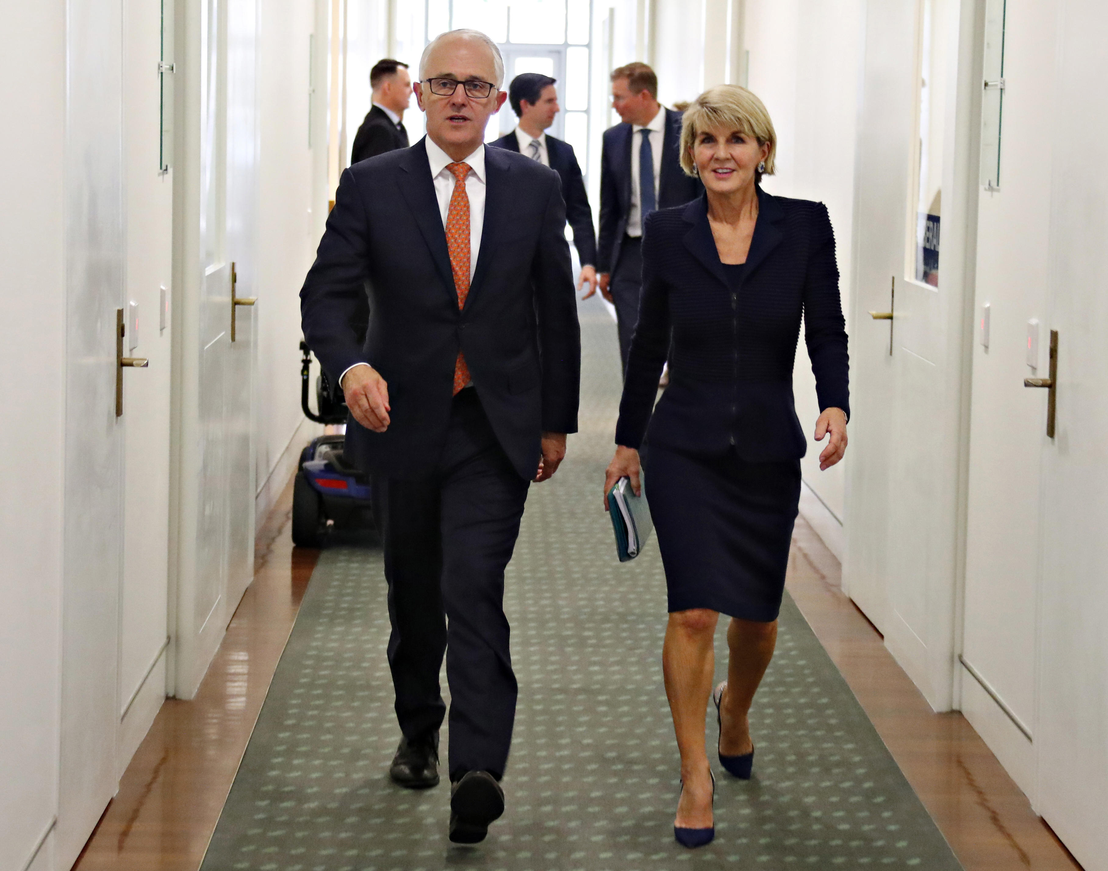 Julie Bishop, right, with Malcolm Turnbull