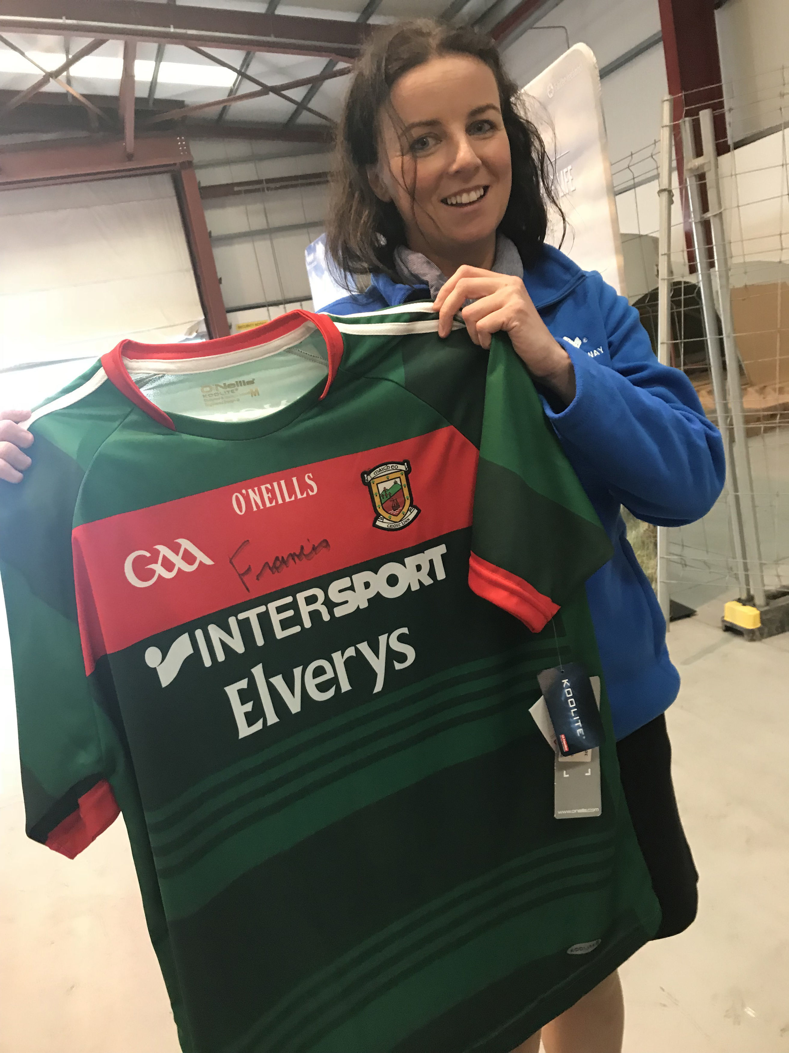 Audrey Elliott with the signed Co Mayo jersey