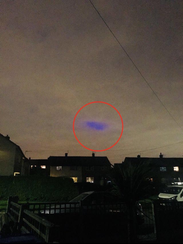 What caused the blue lights in the sky?