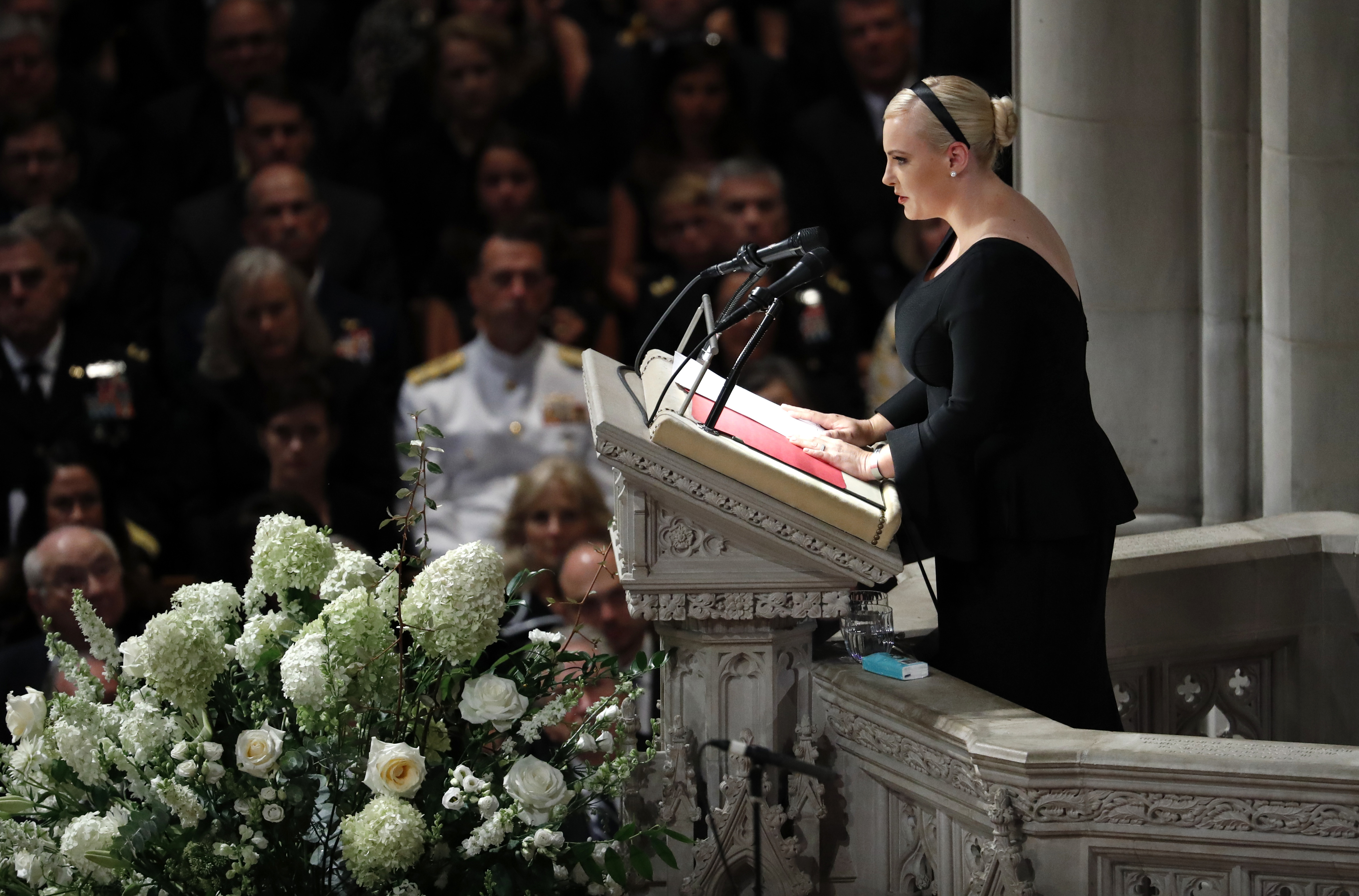Meghan McCain speaks at a memorial service for her father John McCain 