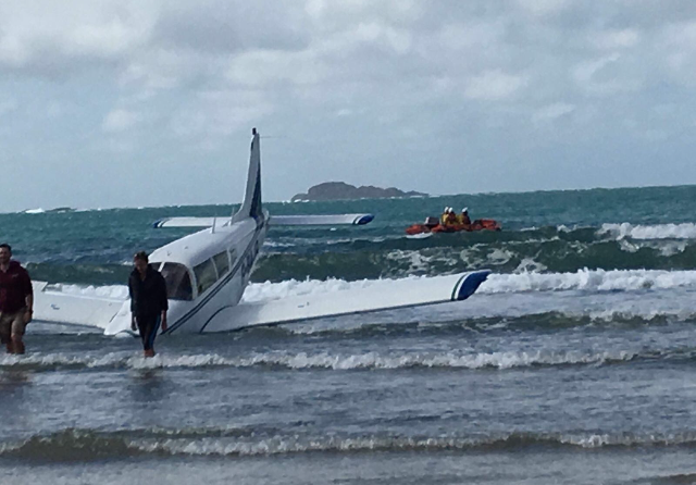 A small aircraft which crash landed at Whitesands beach