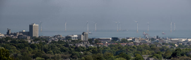 The European Offshore Wind Deployment Centre as seen from the Aberdeen shore