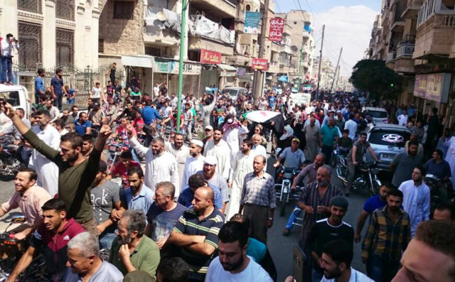 Anti-Assad protests in Maaret al-Numan, a town in Idlib province