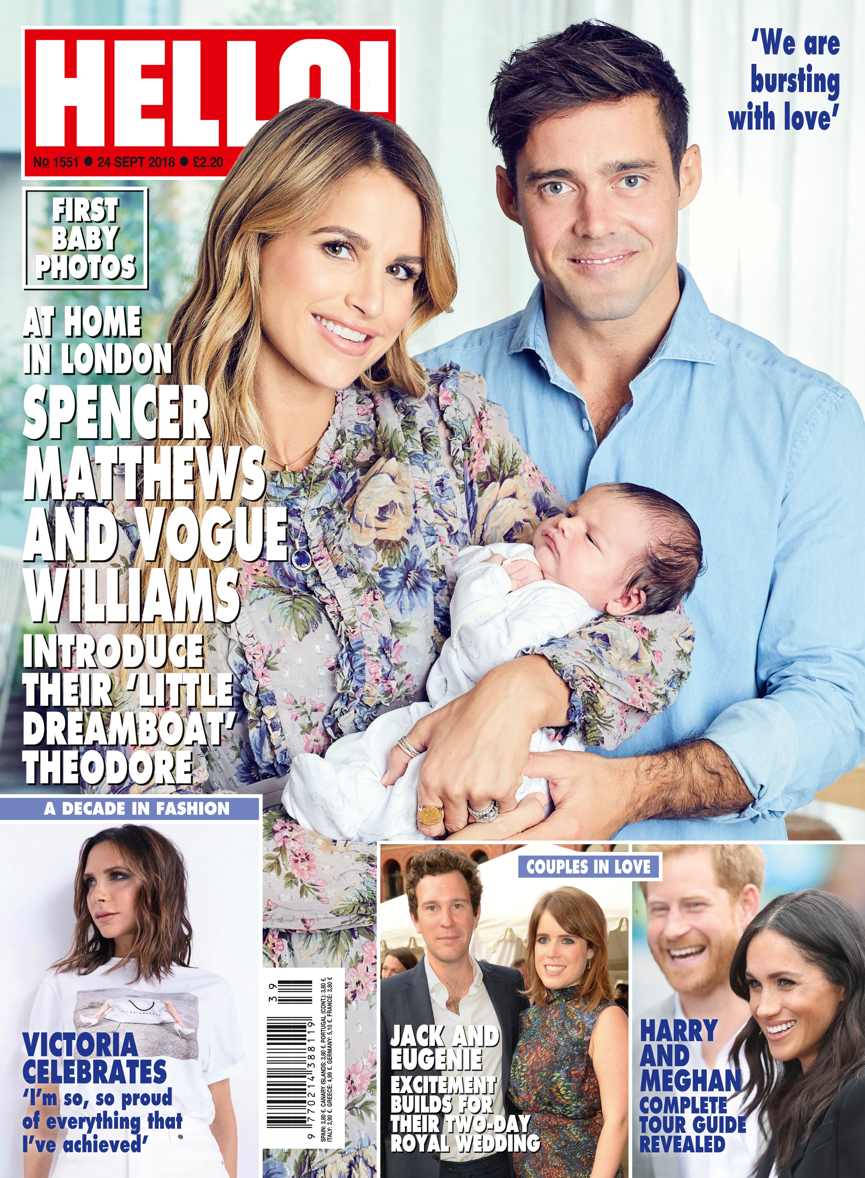 Vogue Williams and Spencer Matthews with their new baby on the cover of Hello! 