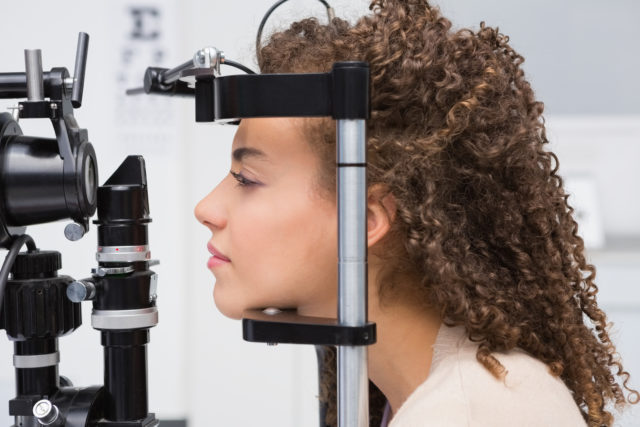 Woman having an eye test