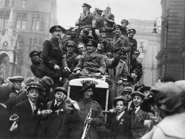 Armistice celebrations in Birmingham (IWM/PA)