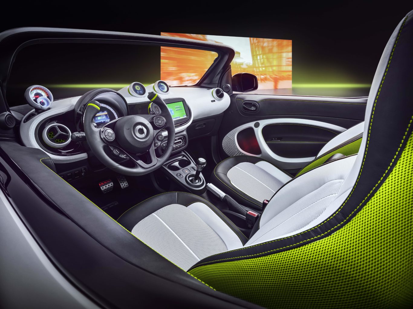 The interior of the Forease features a range of green accents