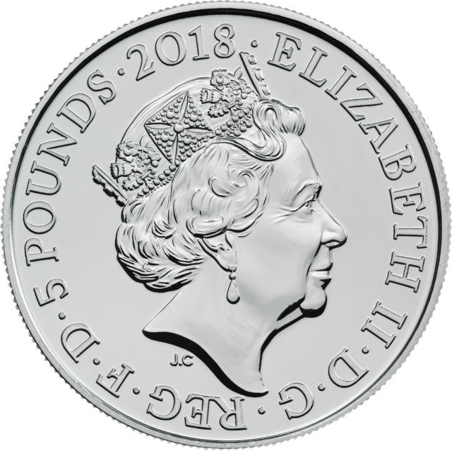 The Queen on the other side of Charles's birthday coin