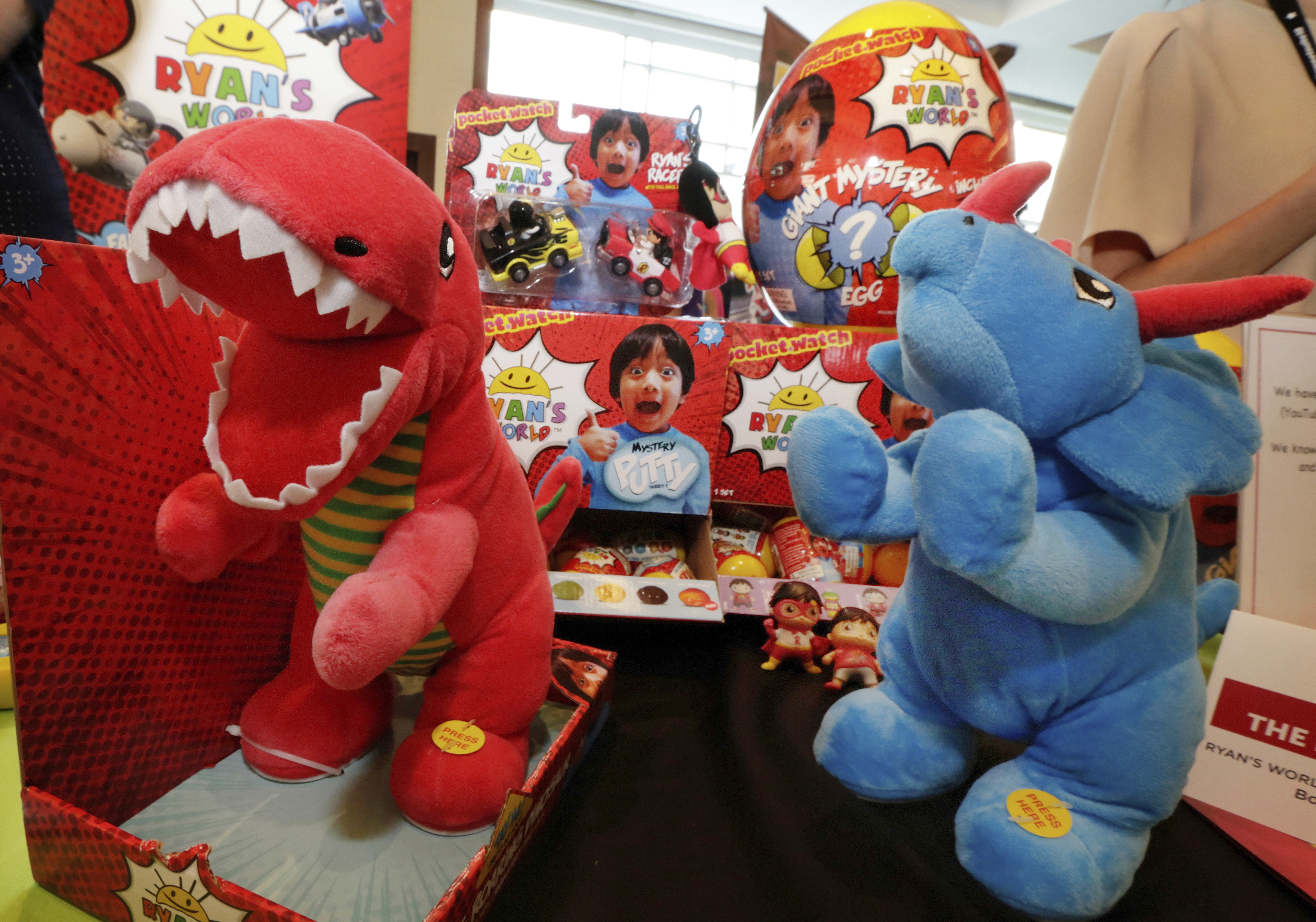 Ryan's World toys, from Bonkers Toys, are displayed at the Toy Insider Sweet Suite show in New York