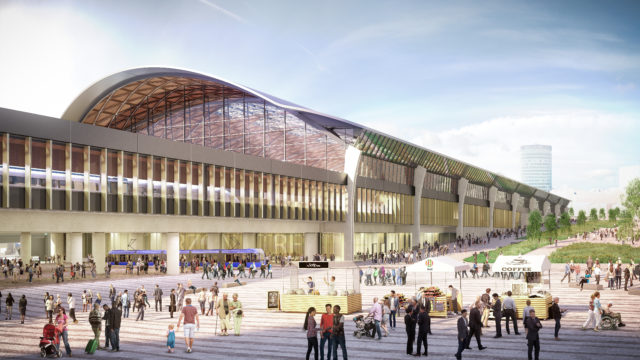 The plans for the exterior of the new HS2 interchange at Curzon Street in Birmingham