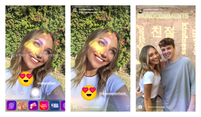 Instagram's new kindness camera effect.