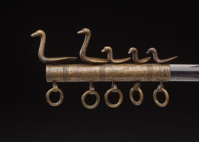 A flesh-hook decorated with birds that was found in County Antrim is going on display (Trustees of the British Museum/PA)