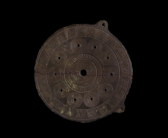 This Bronze Age copper alloy ‘sun disc’, from Ireland is of a type which has only otherwise been seen in continental Europe (Trustees of the British Museum/PA)