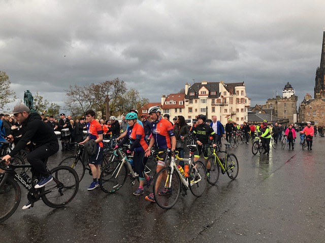 Cyclists at Edinburgh Castle