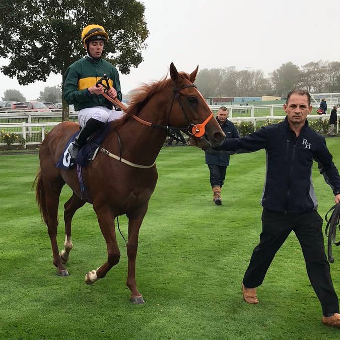 Rossa Ryan celebrates a notable winner with Ginger Fox at Yarmouth