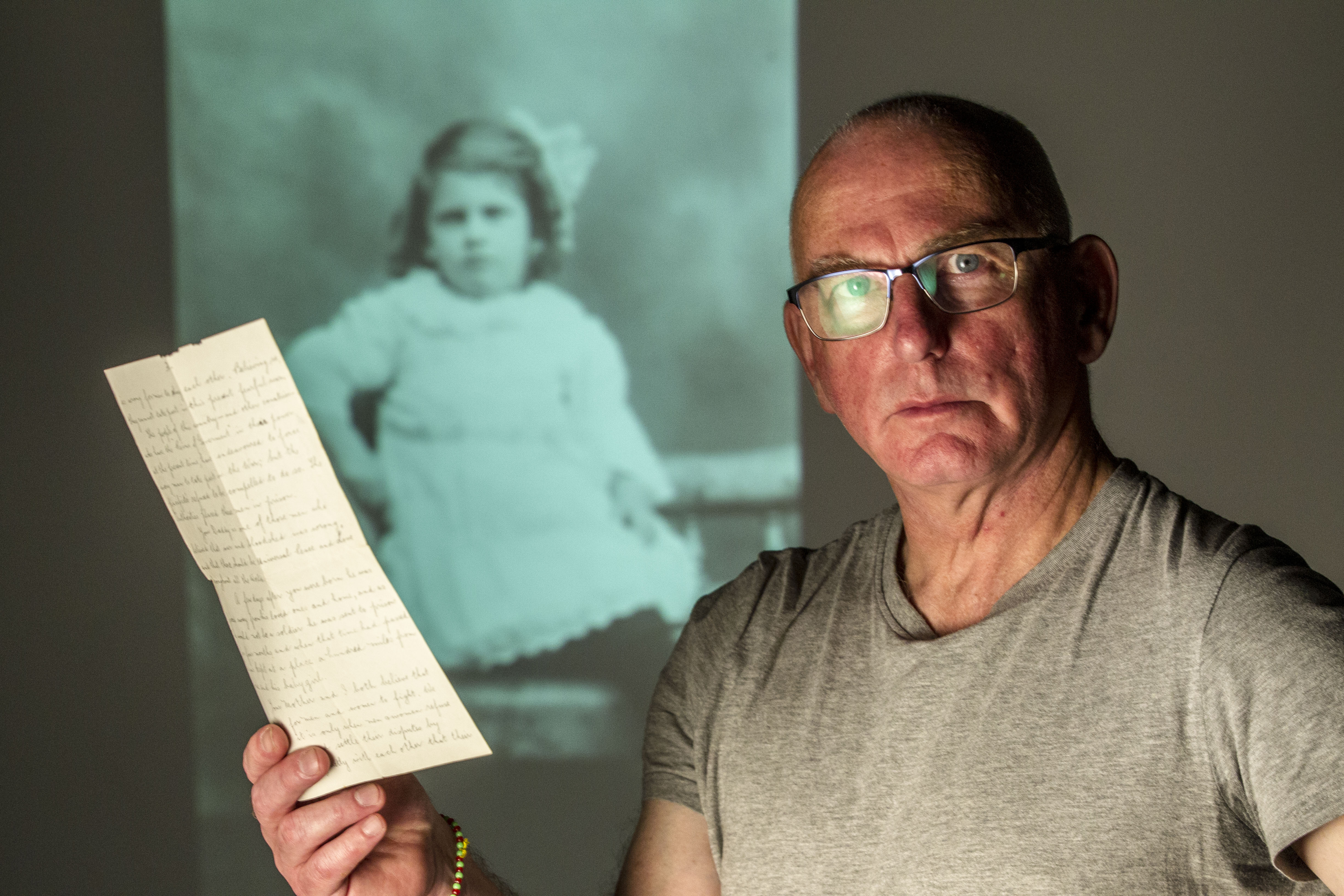 Actor Gary Lewis with Robert Climie's letter