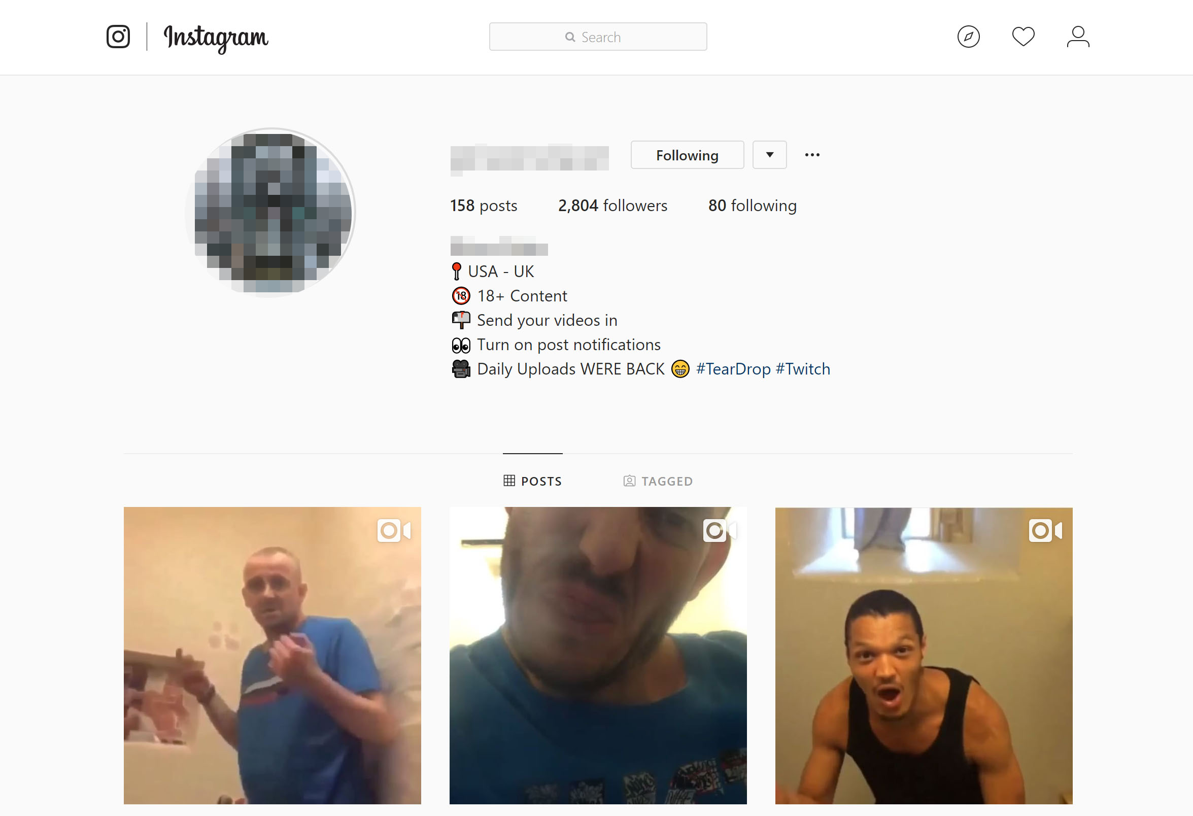 An Instagram account shows prisoner in British jails 