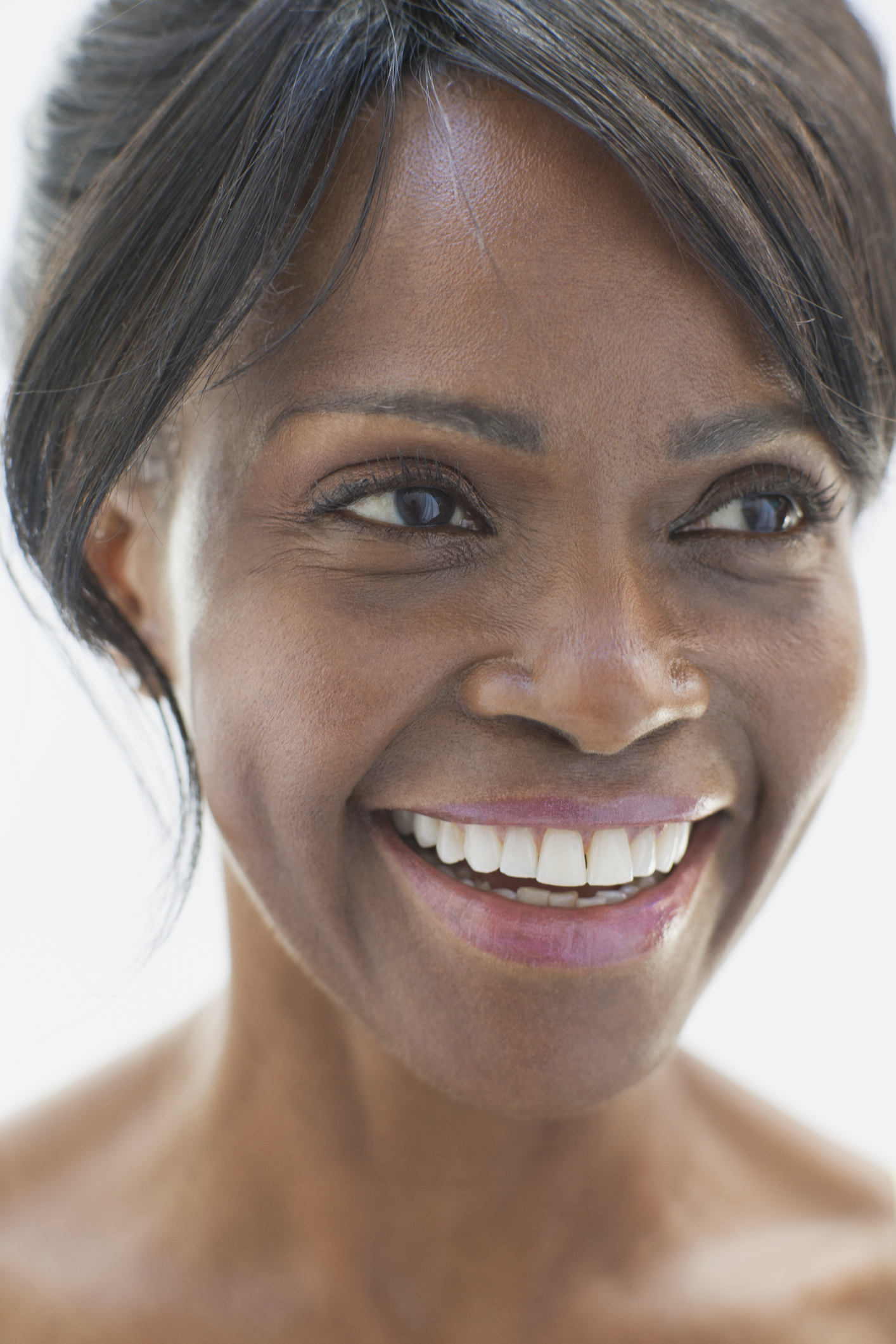 close up of pretty middle aged woman smiling