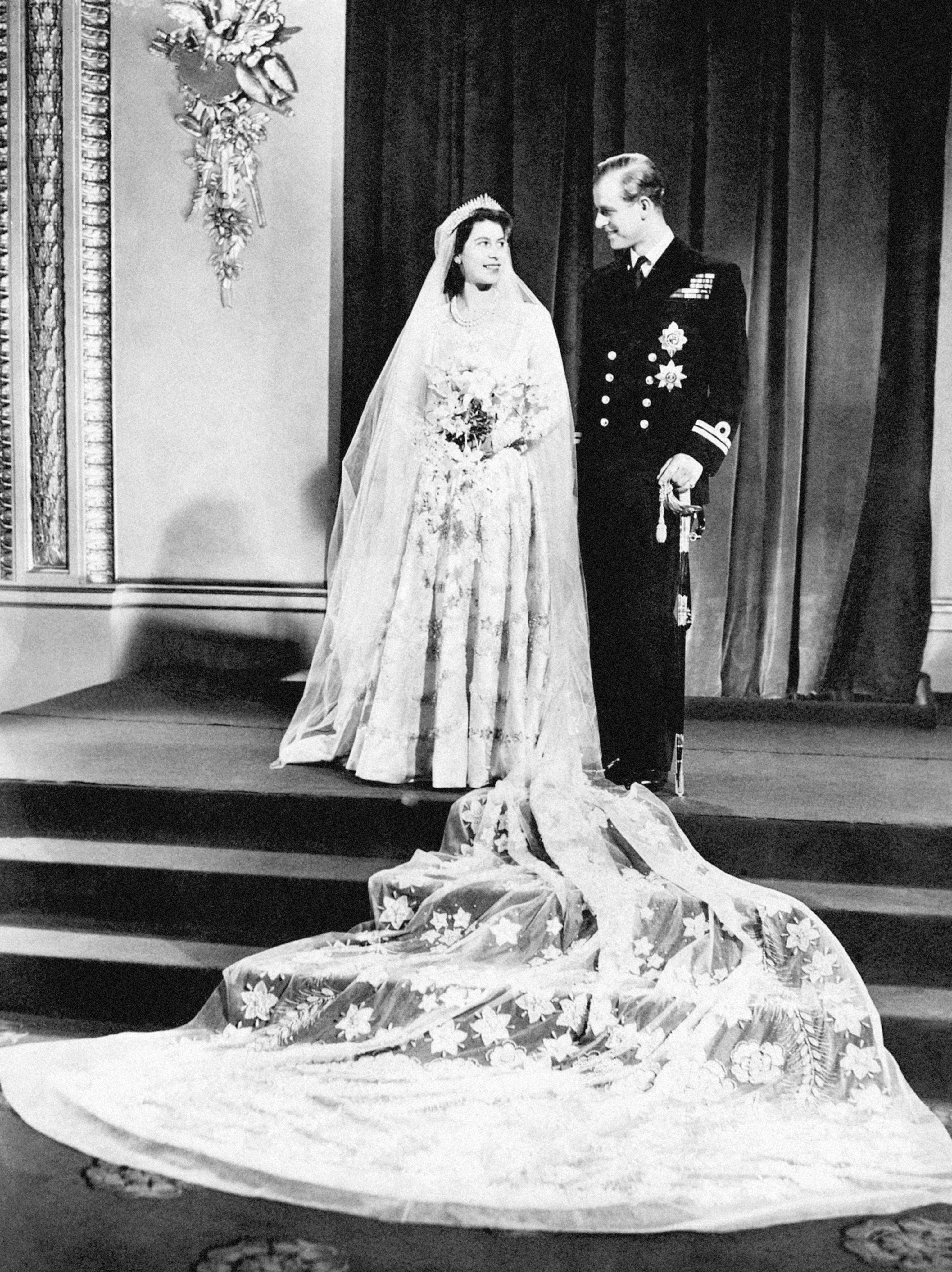 Princess Elizabeth and the Duke of Edinburgh on their wedding day (PA)
