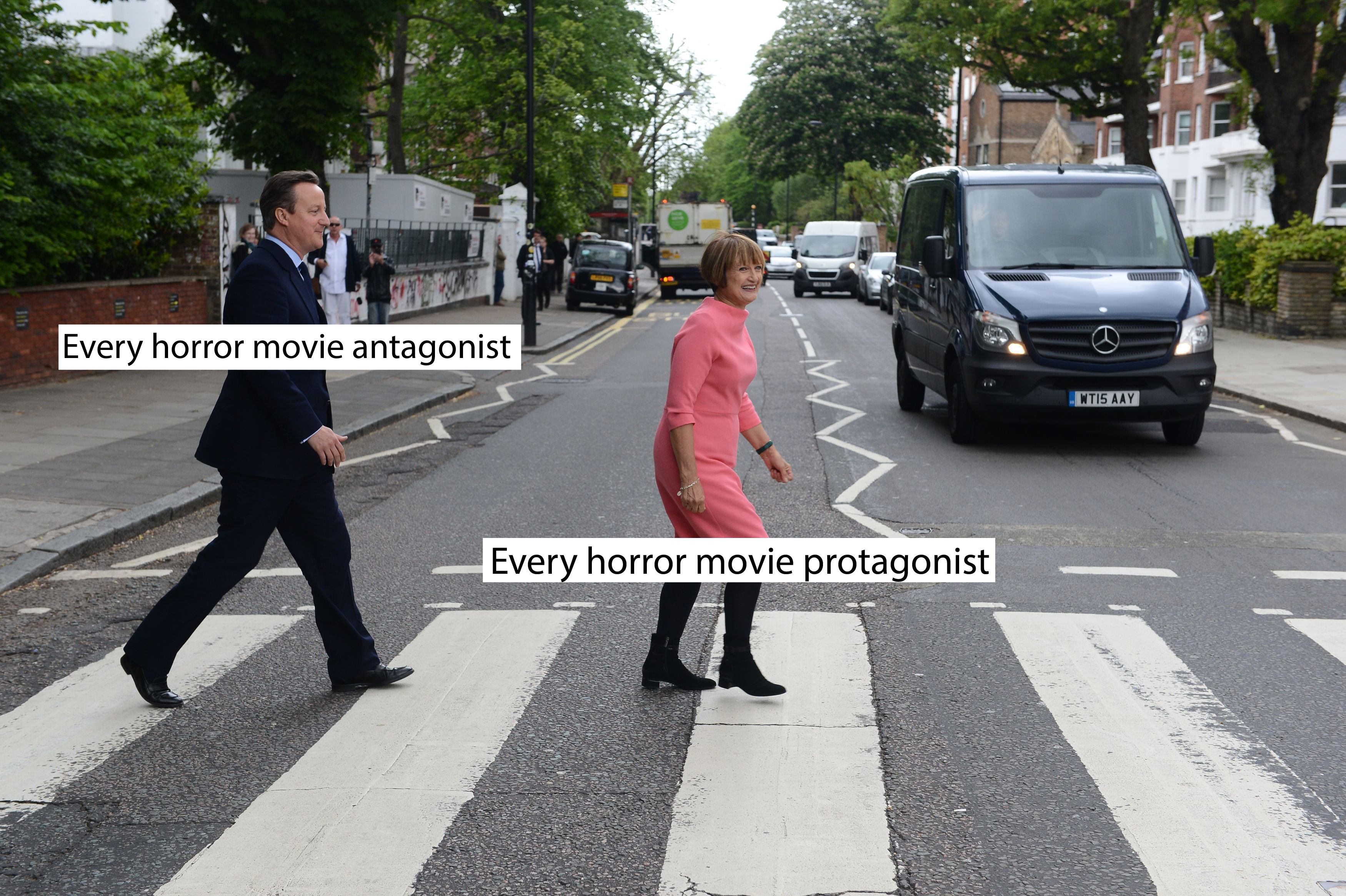 David Cameron walking on the street