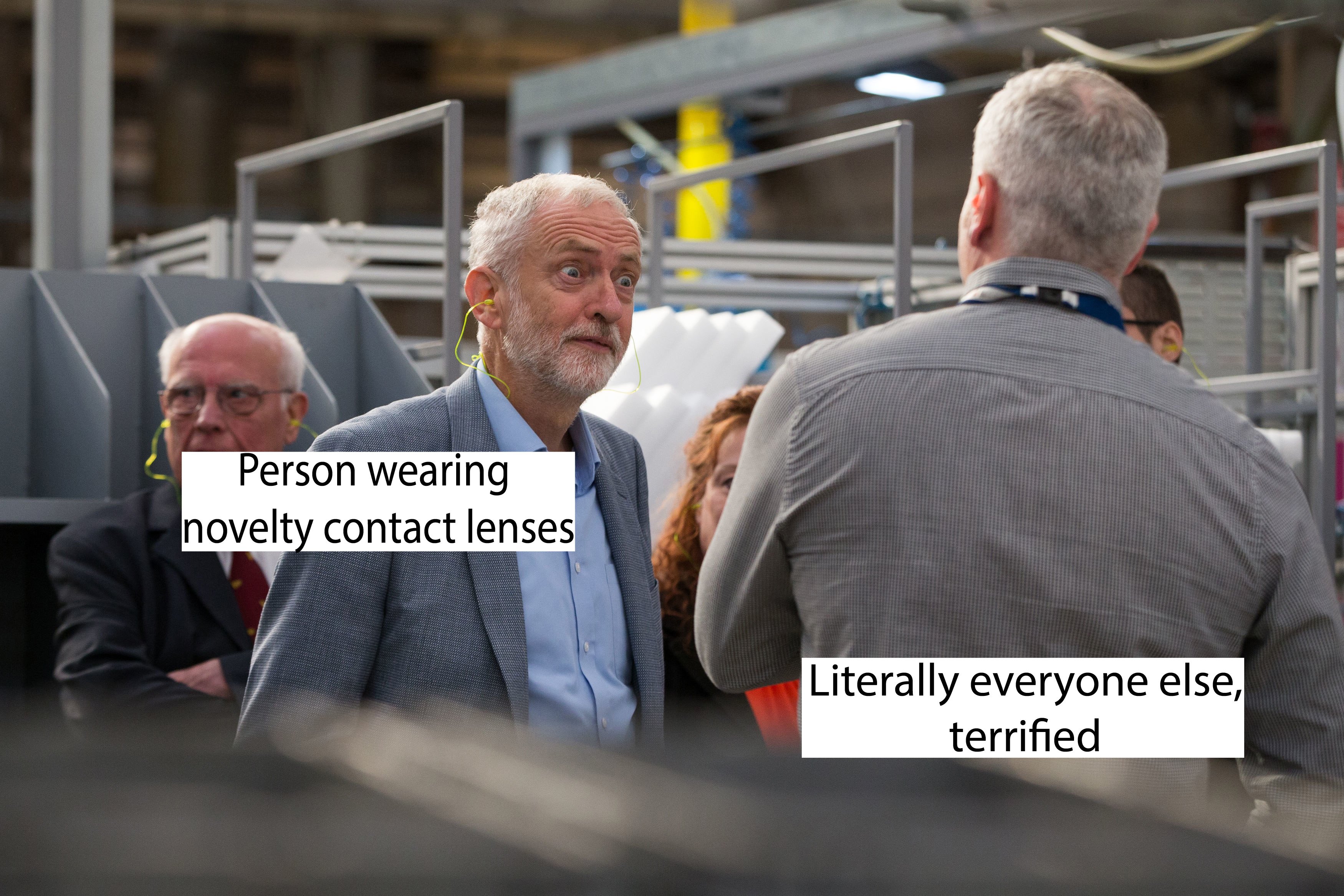 Corbyn looking at someone with beady eyes