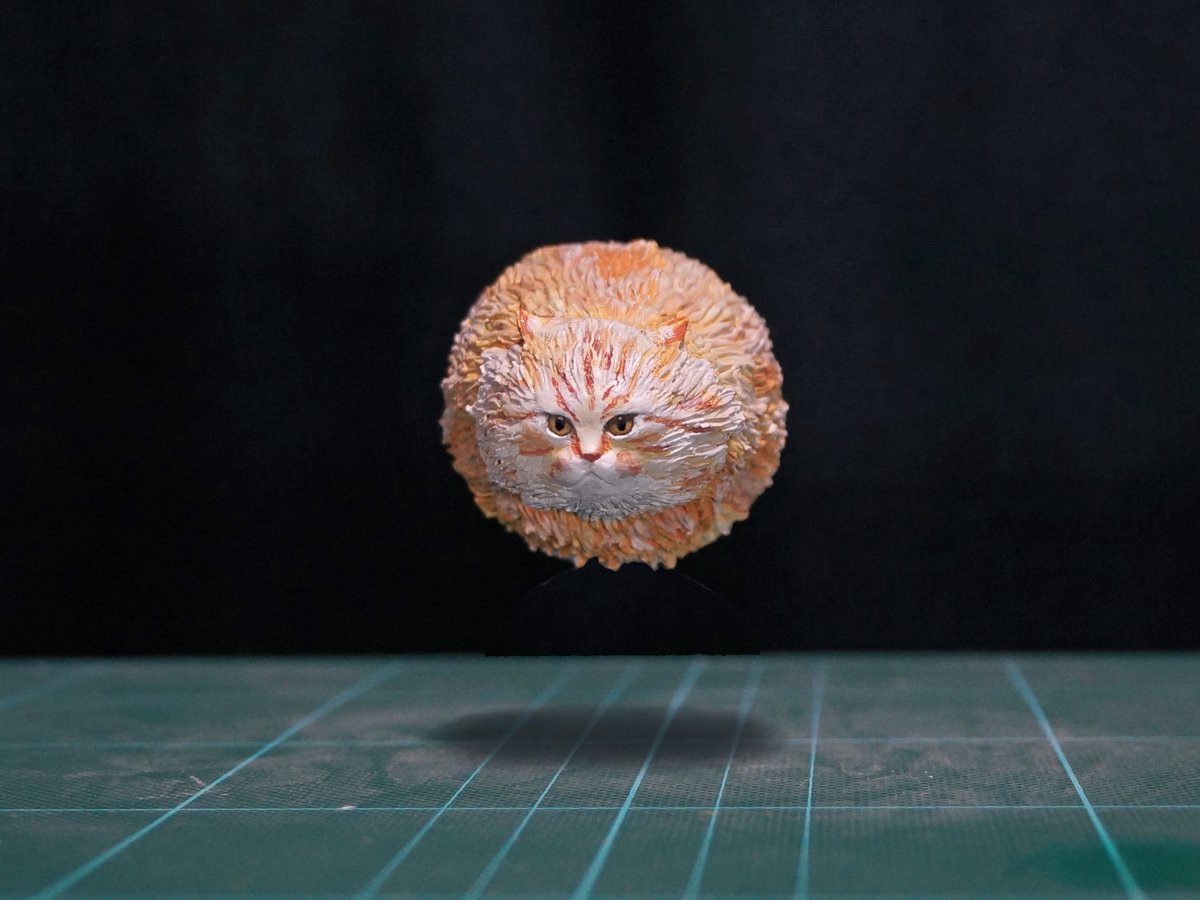 The floating cat meme sculpture