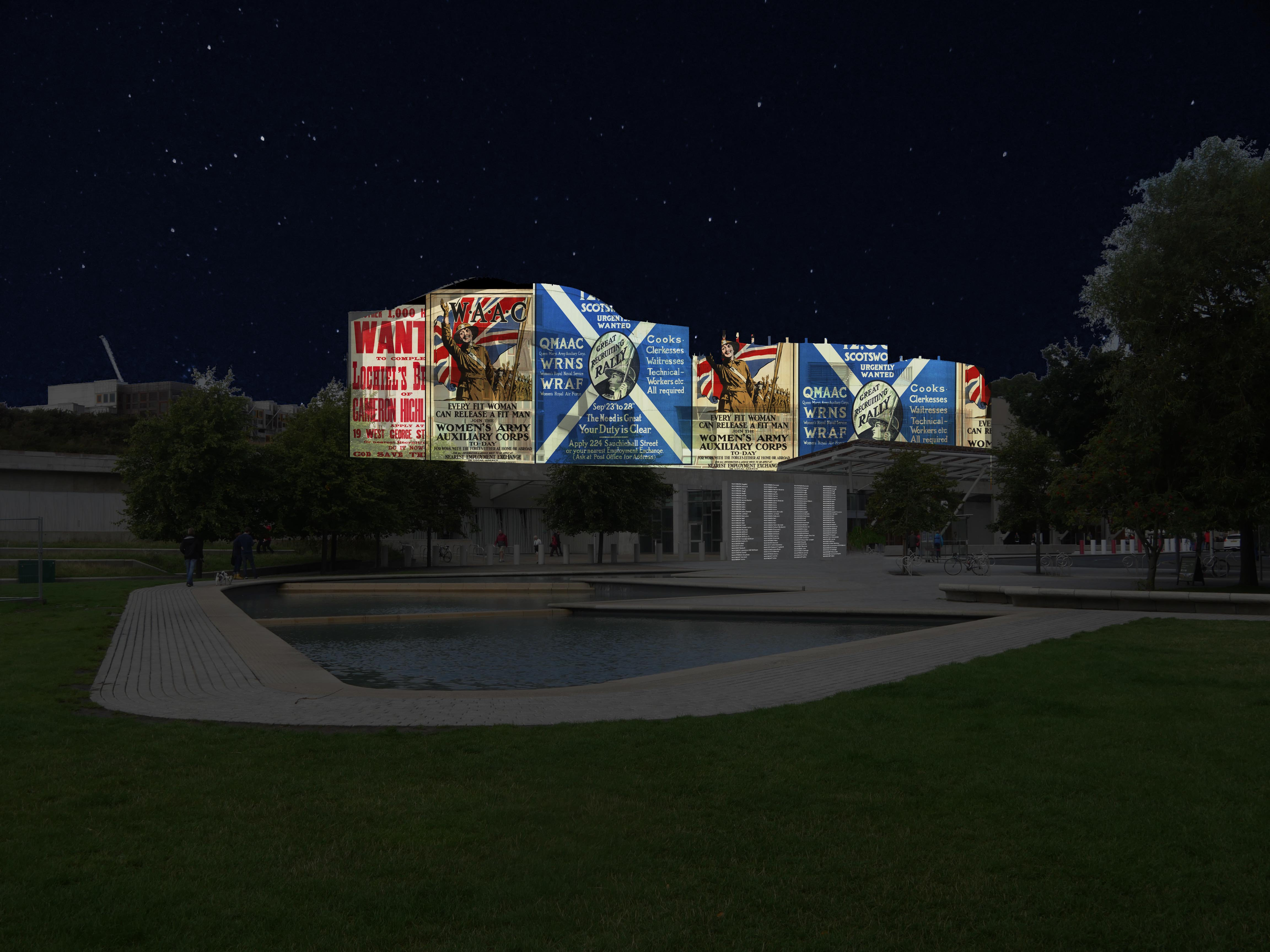 Scottish Parliament illuminated in war dead tribute