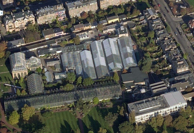 The glasshouses of the Royal Botanic Garden Edinburgh from above (RBGE/PA)